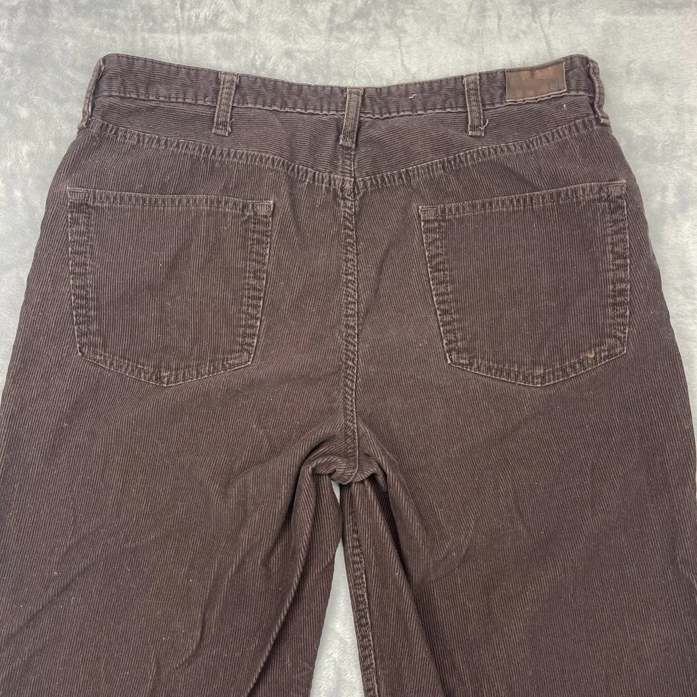 Lands' End Corduroy Pants Mens 36 Brown Low Waist Traditional Fit Tapered‎ Leg